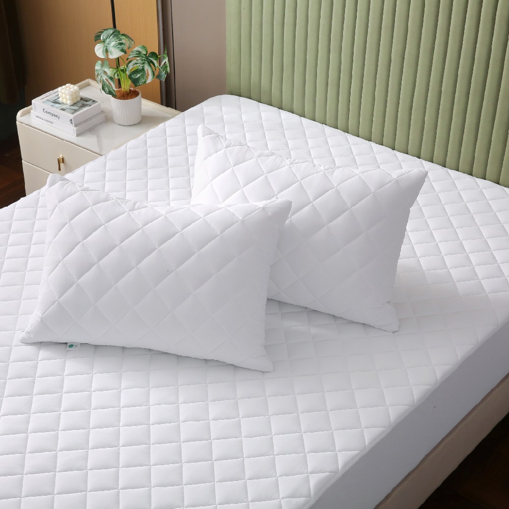 Queen Size Mattress Protector Waterproof, Cooling Mattress Topper Noiseless, Leak Proof Mattress Protector Deep Pocket Washable, Quilted Fitted Soft King Mattress Pad Cover JRX-1517