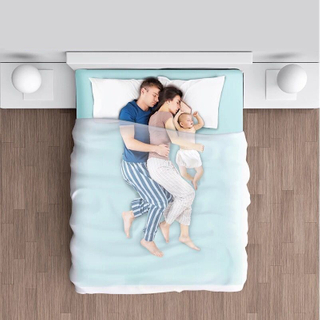 Hotel Cooling Mattress Protector With 8-21 Inch Deep Pocket JRX-1012 Blue Stripe Nylon Cooling Knitted Jersey Fabric Laminated with TPU Waterproof Mattress Protector 