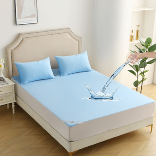 Cooling Mattress Protector Waterproof Queen Size Ultra Soft Noiseless Smooth Jersey Top Fitted Matressprotector Cover with Stretchy PocketJRX1010