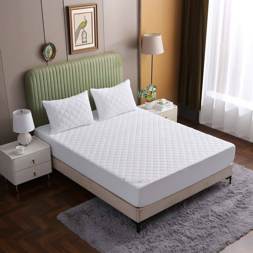 Queen Size Mattress Protector Waterproof, Cooling Mattress Topper Noiseless, Leak Proof Mattress Protector Deep Pocket Washable, Quilted Fitted Soft King Mattress Pad Cover JRX-1517