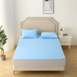 JRX-1010 Sky Blue Nylon Cooling Knitted Jersey Fabric Laminated with TPU Waterproof Mattress Protector 