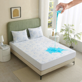 High-Quality Mattress Protector for Export From China Jasmine Gold Bamboo Fiber Cooling Air Layer Jacquard Waterproof Mattress Protector | Breathable & Anti-Mite + PE Mid-Molecular Cooling Technology