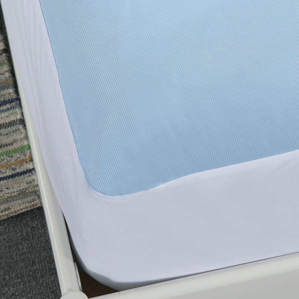 JRX-1012 Blue Stripe Nylon Cooling Knitted Jersey Fabric Laminated with TPU Waterproof Mattress Protector 