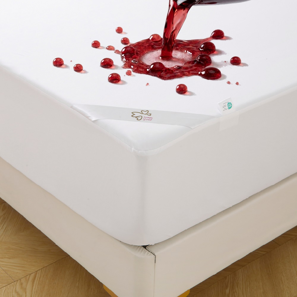 MDPE+Nylon Cooling Fiber Knitted Jersey Fabric Laminated with TPU Waterproof Fabric Mattress Protector · Full Polyester Knitted Fabric Laminated with TPU Waterproof Layer Bed Skirt — Cooling Comfort, 