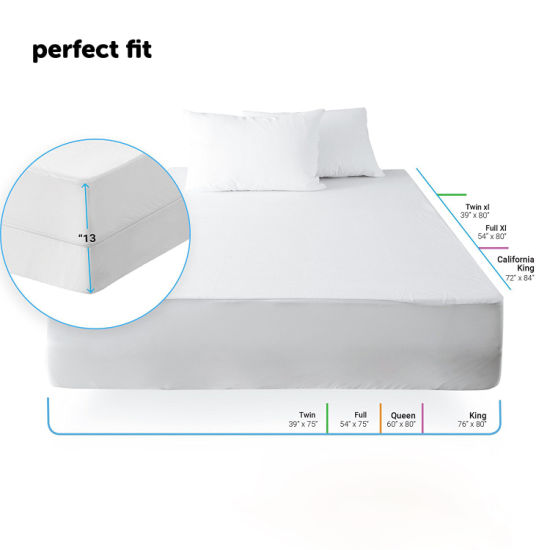 White 80%Cotton 20%Polyester Waterproof Mattress Cover-Queen Size