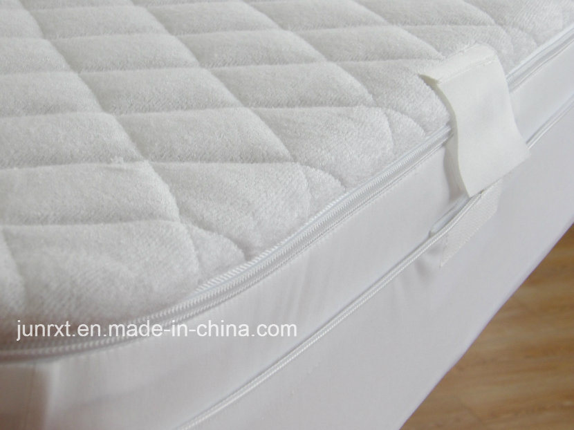 Terry Cloth Filled with Fiber Fitted Mattress Protector Waterproof Mattress Cover