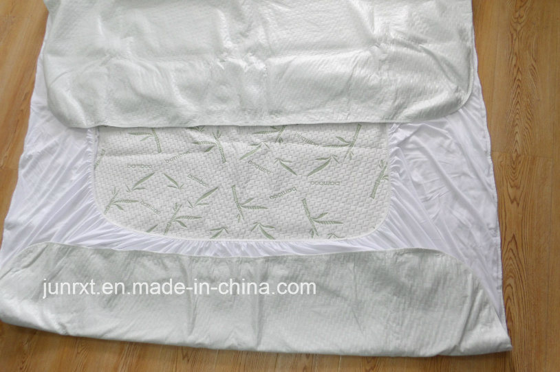 Anti-Mite Knitted Bamboo Fiber Waterproof Mattress Protector, Natural Bamboo Protector